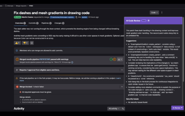 ThinkReview AI Code Review Interface showing code analysis and suggestions